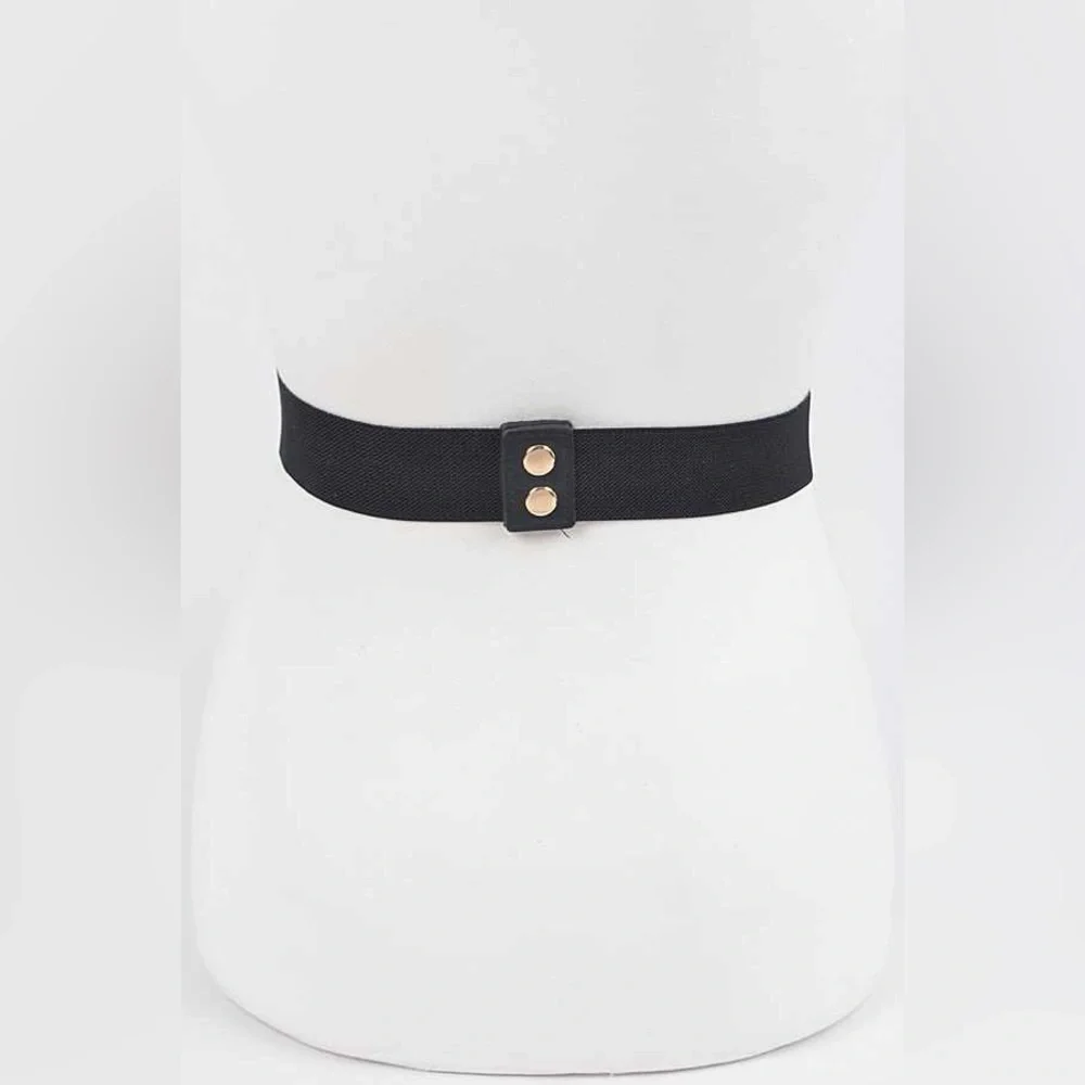 Black & Gold Vegan Leather Rhinestone Statement Belt